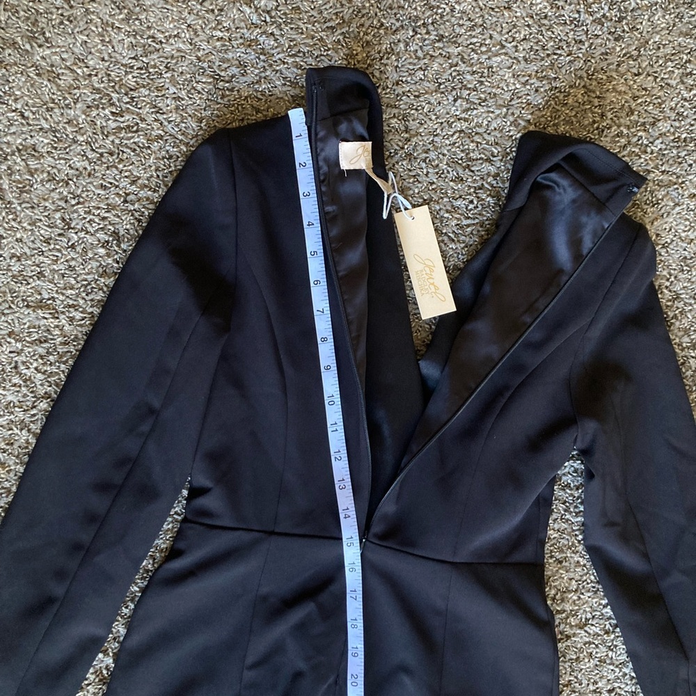 JouJou by Badgley Mischka Black Tuxedo Blazer Romper Size 0 Rhinestone Trim - Picture 15 of 16